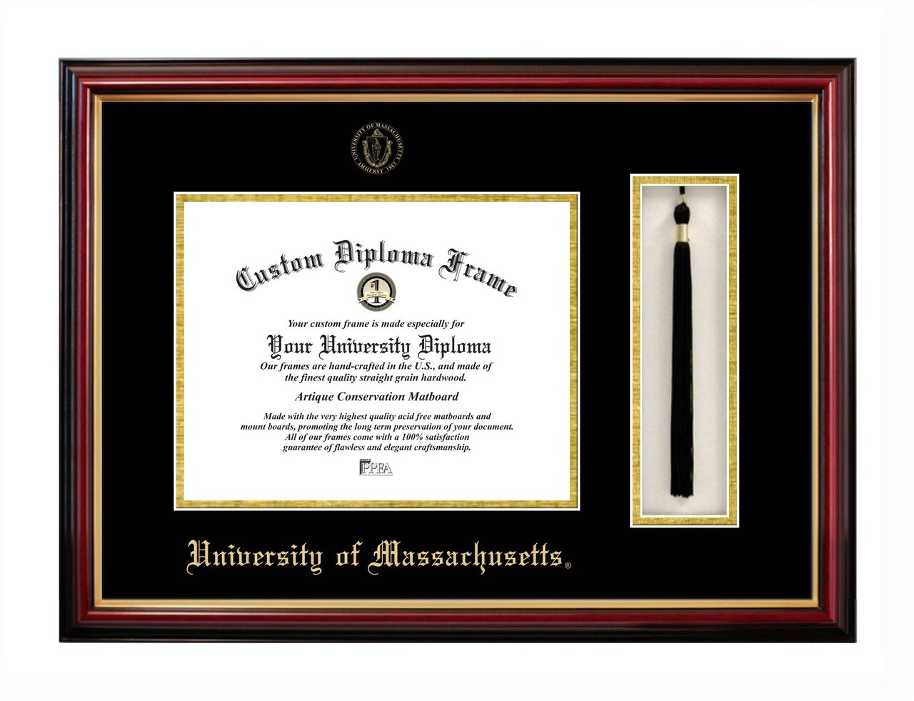 University of Massachusetts 11w x 8.5h Tassel Box and Diploma Frame
